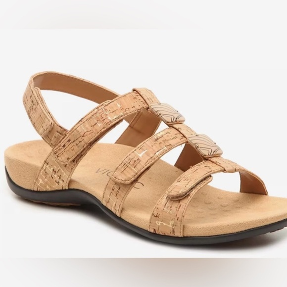 Vionic Amber Tan Cork Open Toe Comfort Sandals - Picture 1 of 9